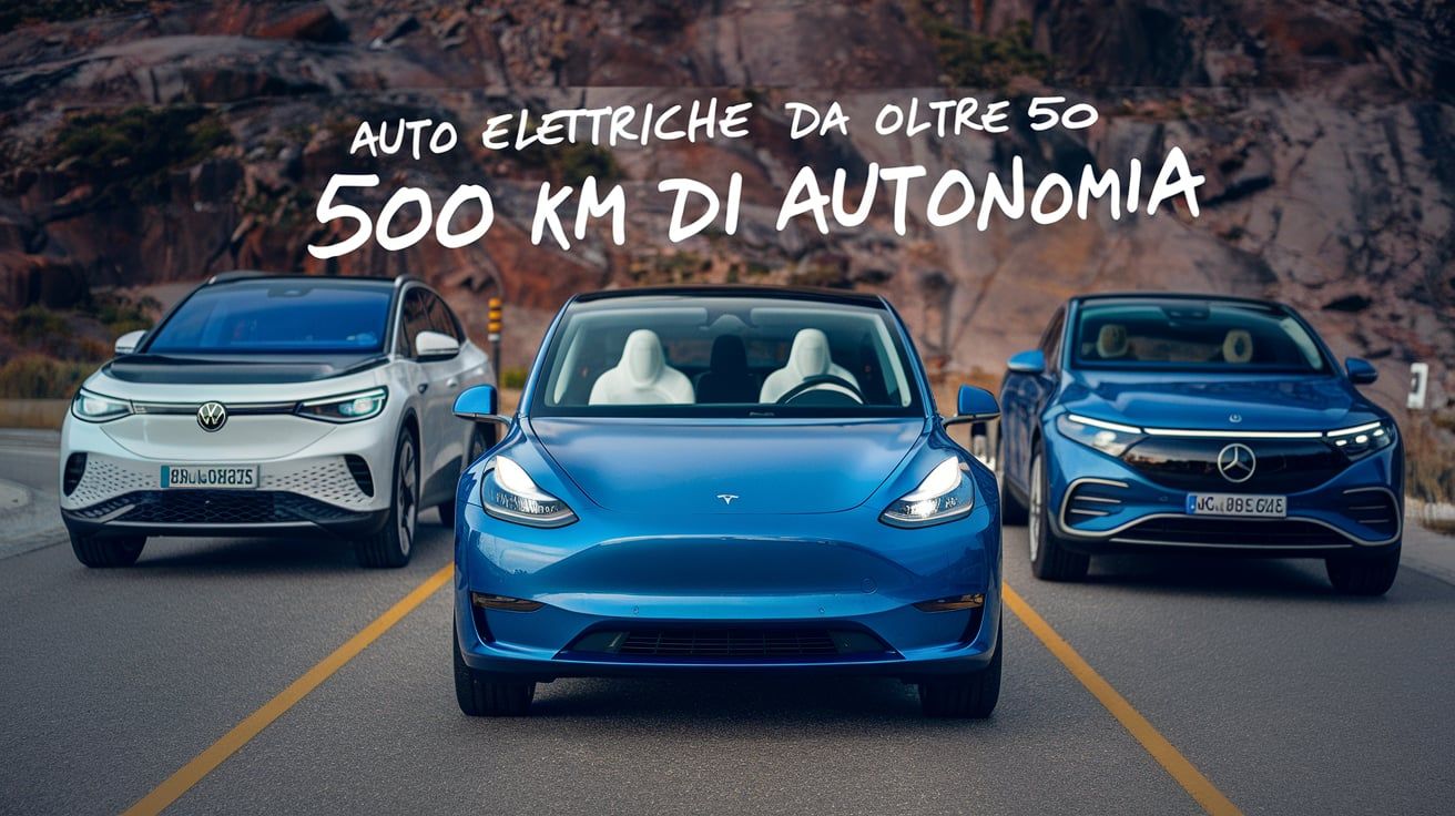 una tesla model y e una volkswagen id4 e una mercedes eqs