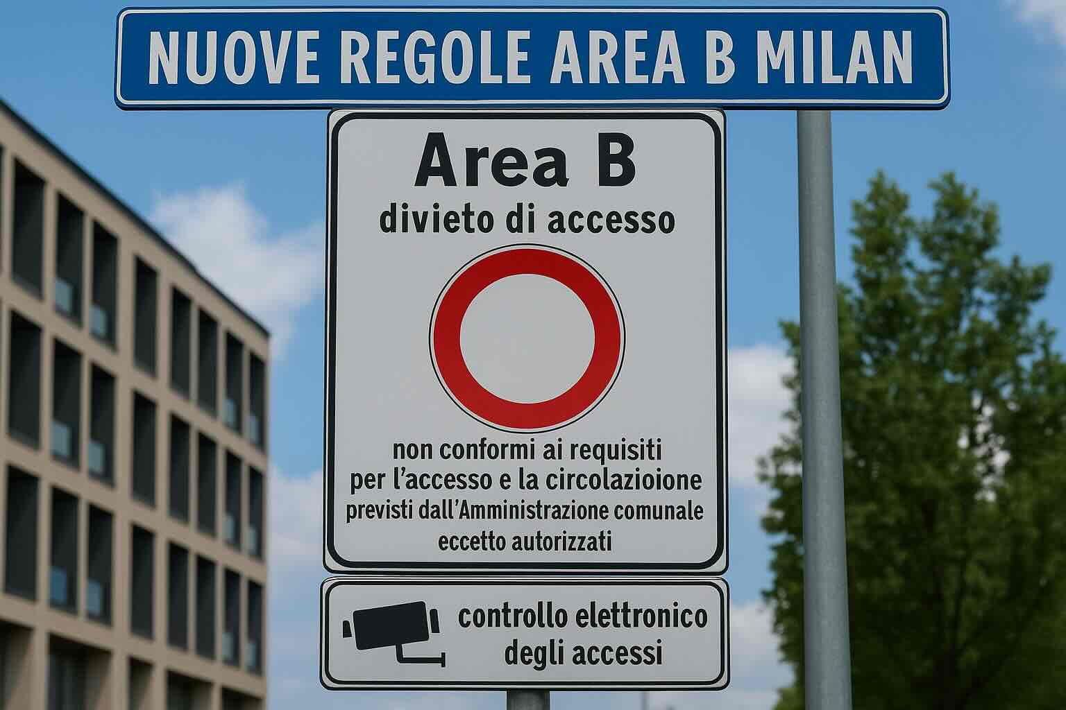 Segnaletica accesso Area B Milano aggiornata 2025
