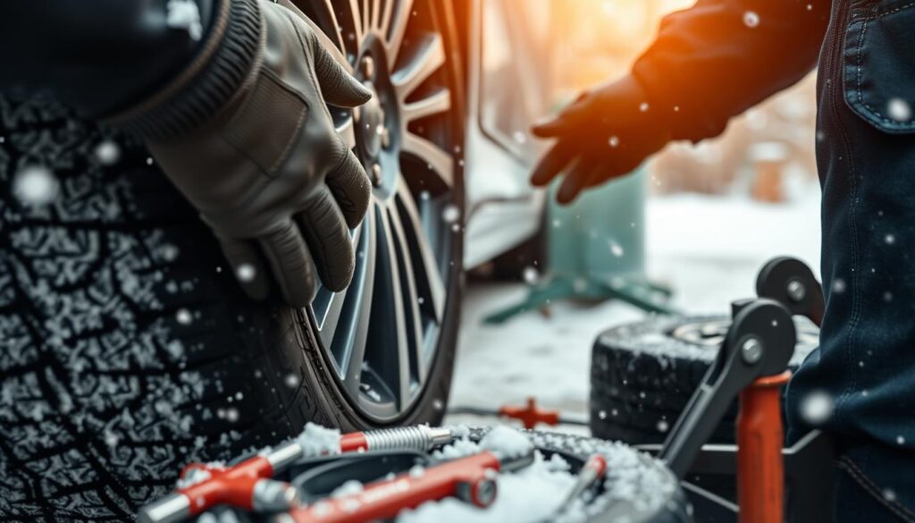 cambiare le gomme invernali montaggio