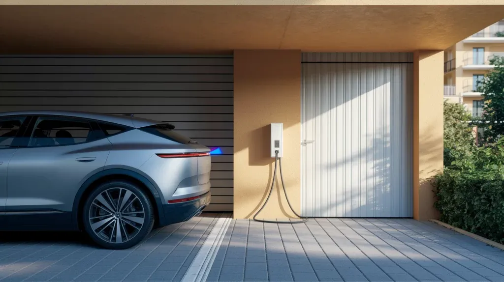 Auto elettrica in ricarica a casa