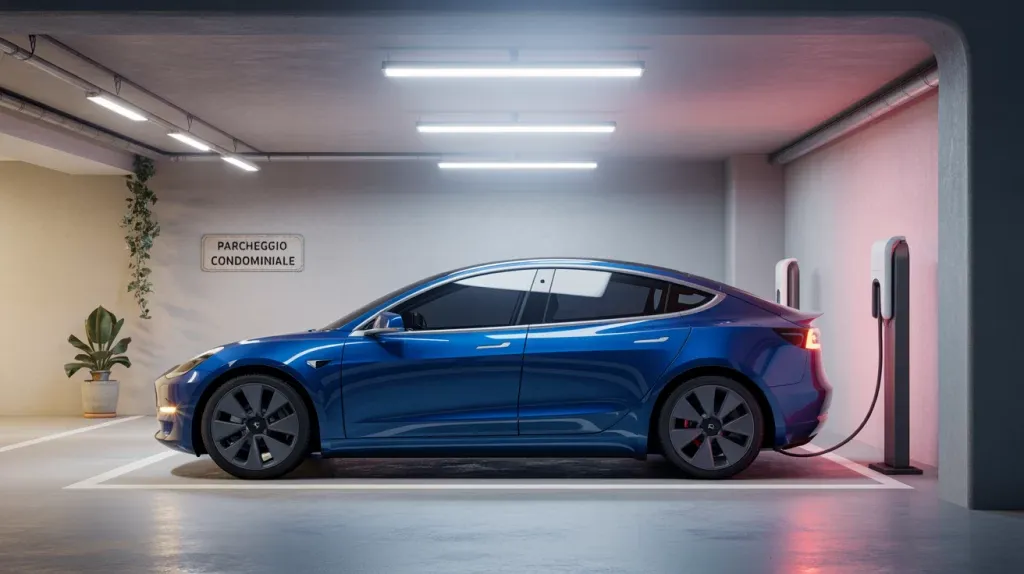 ricarica auto elettrica condominio Tesla model 3 ricarica tesla model 3 in condominio