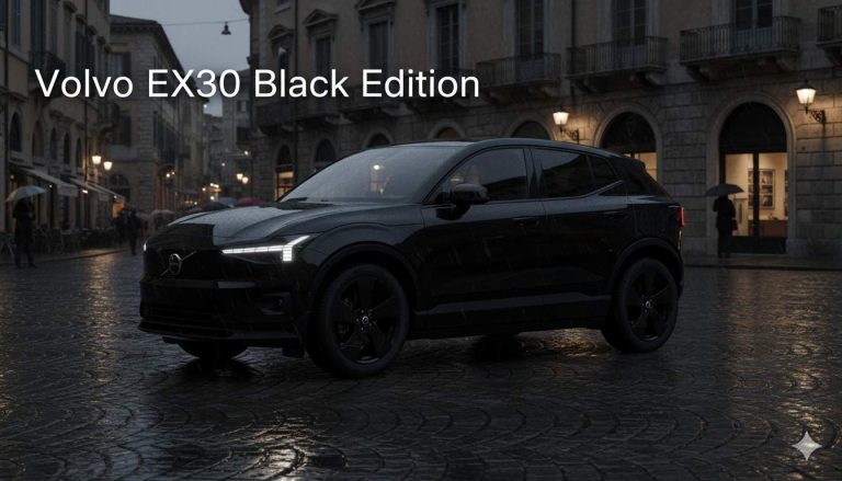 Volvo EX30 Black Edition, auto elettrica compatta, zero emissioni, design elegante, tecnologia avanzata, perfetta per città e sostenibilità ambientale.